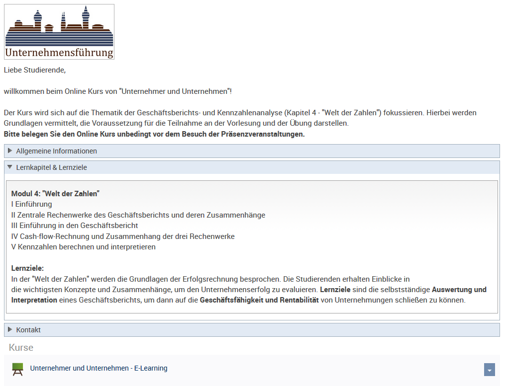 Zum Artikel "E-learning in „Unternehmer und Unternehmen“ (UuU) ist online"