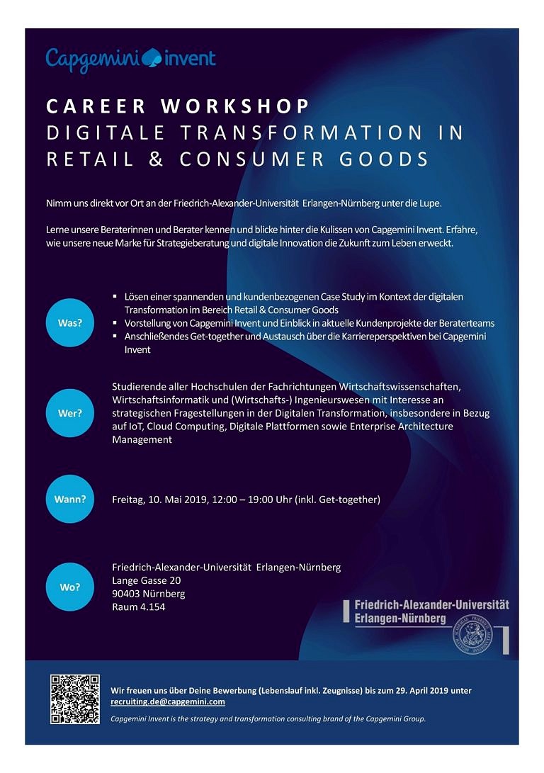 Career Workshop mit Capgemini Invent – 10.05.2019