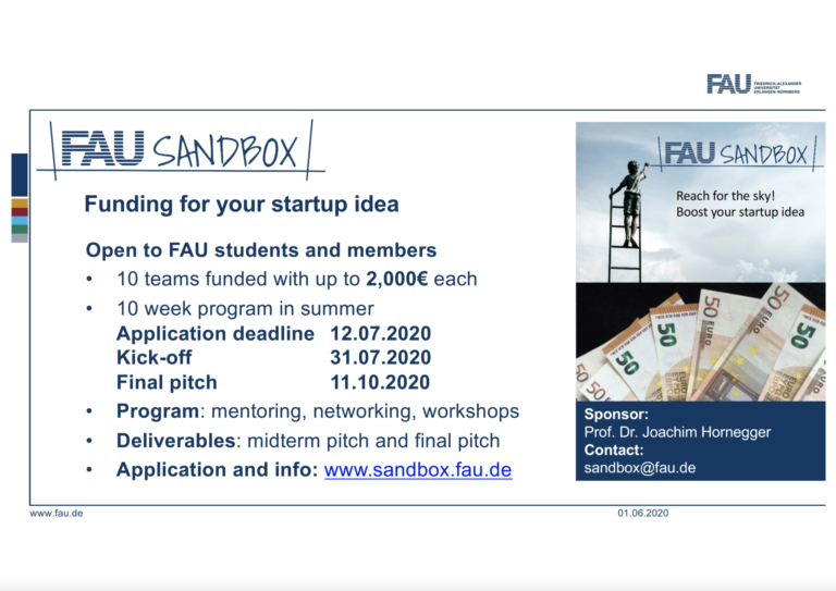 Gründungsförderung durch die FAU Sandbox