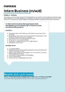 Zum Artikel "mentalis Intern Business (m/w/d) – Praktikumsausschreibung Nürnberg"