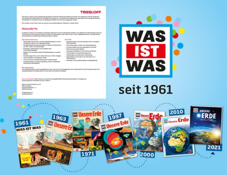Stellenausschreibung: Volontariat im Bereich Online-Marketing beim Tessloff Verlag