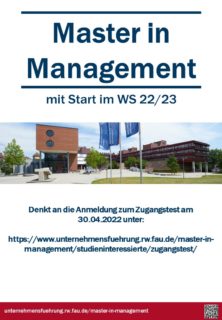 Zum Artikel "Reminder: Anmeldung zum Zugangstest zum Master in Management am 30.04.2022"