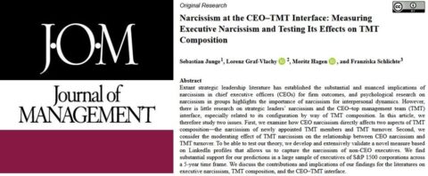 Zum Artikel "New publication on Narcissism at the CEO-TMT Interface"